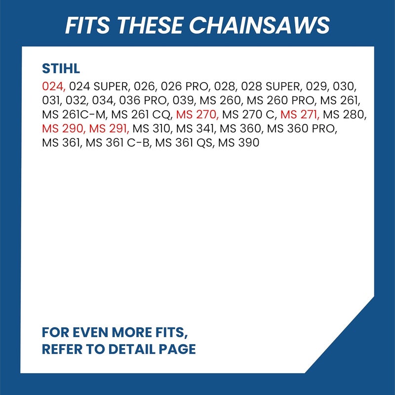 Zentop Carbide Chainsaw Chain 18 Inch, 063" Gauge, .325" Pitch, 74 Drive Links Full Chisel, Low Kickback, Fits Stihl 024, MS270, MS 271 Farm Boss, MS 290, MS291, MS311 and More - Image 5